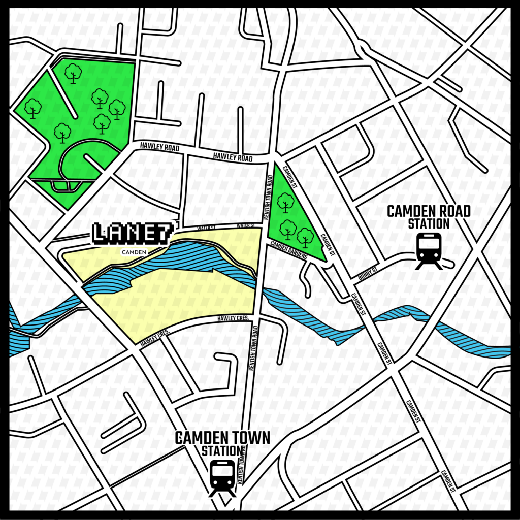 Lane7 Camden - North London map to bowling venue